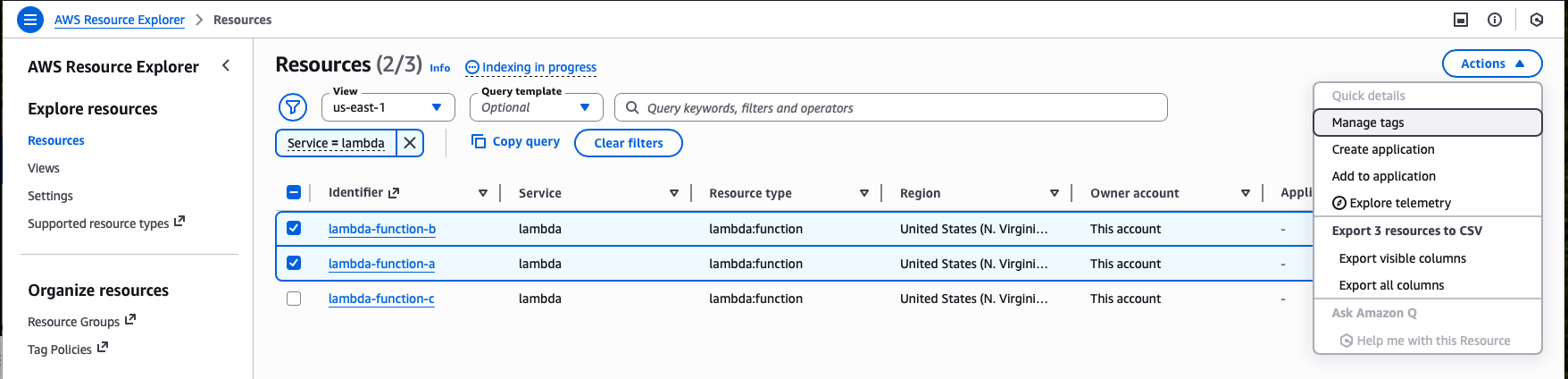 Bulk tagging in AWS Resource Explorer